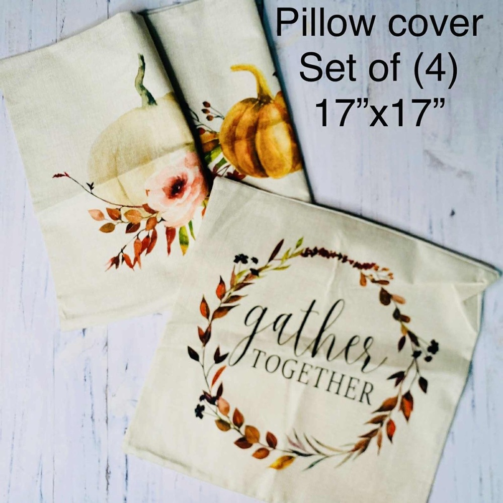 Floral and Pumpkin Pillow Covers Set of 4